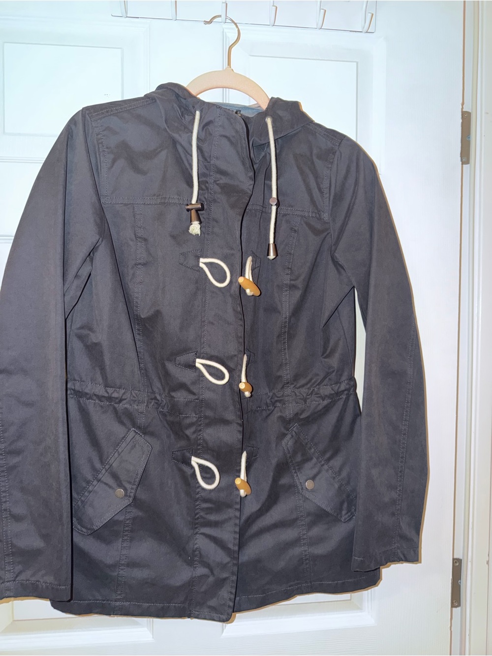 Fat Face Black Hooded Toggle Utility Jacket